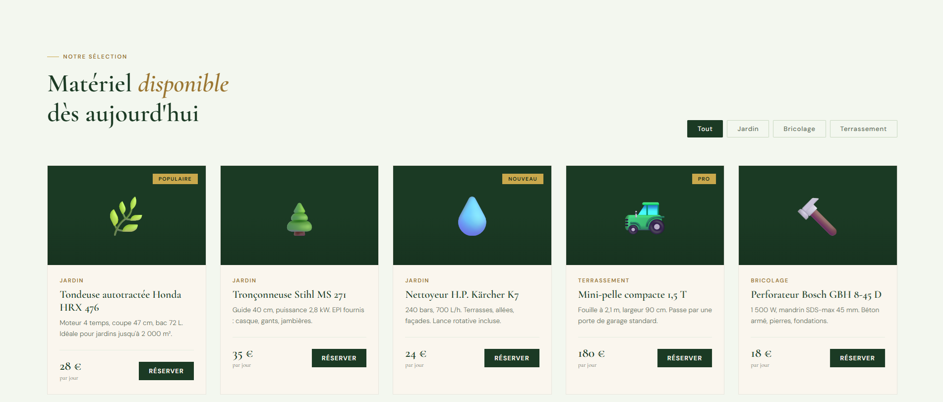 Catalogue filtrable